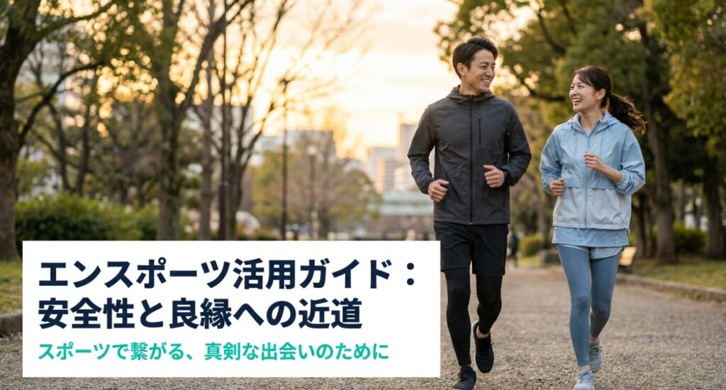 画像タイトル: エンスポーツ活用ガイド：安全性と良縁への近道


代替テキスト（Alt）: スポーツで繋がる真剣な出会いのために作成された、エンスポーツの安全性と活用法をまとめた公式ガイドの表紙。